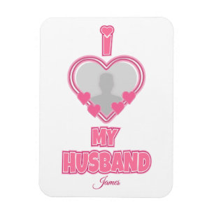 Íman Personalizado Eu Amo Meu Marido - Adicionar Fotogr