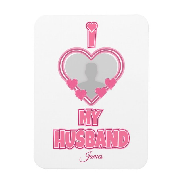 Íman Personalizado Eu Amo Meu Marido - Adicionar Fotogr (Vertical)