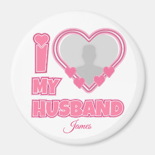 Íman Personalizado Eu Amo Meu Marido - Adicionar Fotogr