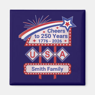 Íman Personalizado EUA 250 – Marquee Retro Patriótico