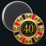 Íman PERSONALIZADO para Sheetal Vegas Casino Chip anive<br><div class="desc">Um legal vermelho,  ouro e preto...  Casino de Aniversário de Las Vegas...  Use o botão PERSONALIZAR TI para adicionar seu próprio texto.</div>