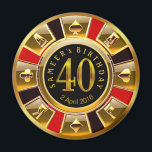 Íman PERSONALIZADO para Sheetal Vegas Casino Chip anive<br><div class="desc">Um legal vermelho,  ouro e preto...  Casino de Aniversário de Las Vegas...  Use o botão PERSONALIZAR TI para adicionar seu próprio texto.</div>