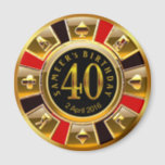 Íman PERSONALIZADO para Sheetal Vegas Casino Chip anive<br><div class="desc">Um legal vermelho,  ouro e preto...  Casino de Aniversário de Las Vegas...  Use o botão PERSONALIZAR TI para adicionar seu próprio texto.</div>