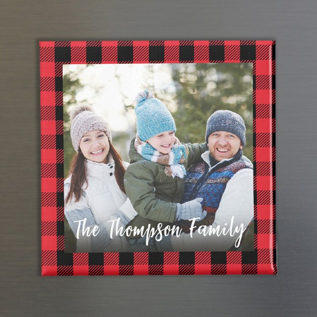 Íman Personalizado para Verificação de Foto de Natal Ve (Simple buffalo check photo calligraphy script magnet.)