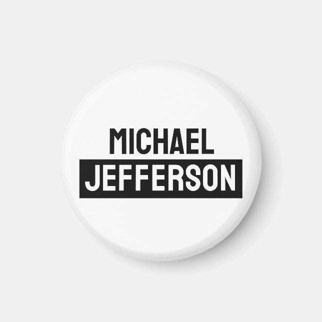Íman Personalizado Personalizado Preto Branco Simples E (Frente)