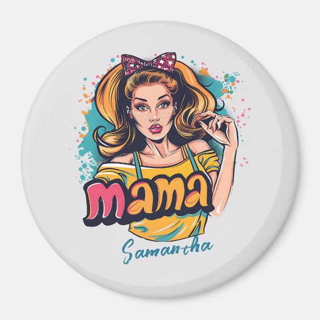 Íman Personalizado Retro Mama Pop Art (10) (Frente)