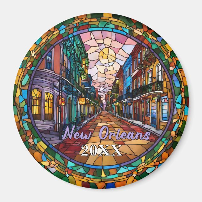 Íman Personalizado Rua Bourbon New Orleans Datado  (Frente)