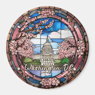 Íman Personalizado Washington DC Flor de Cerejeira Data