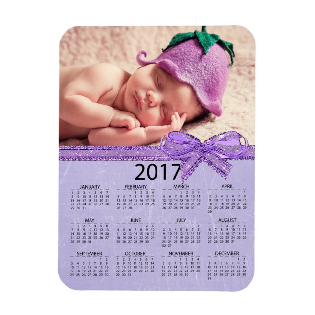 Íman Personalizar este Mini Calendário do Purple 2017 (Vertical)