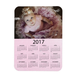 Íman Personalizar este Mini Calendário Rosa 2017