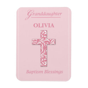 Íman Personalizar nome neta Baptism Rapariga Rosa