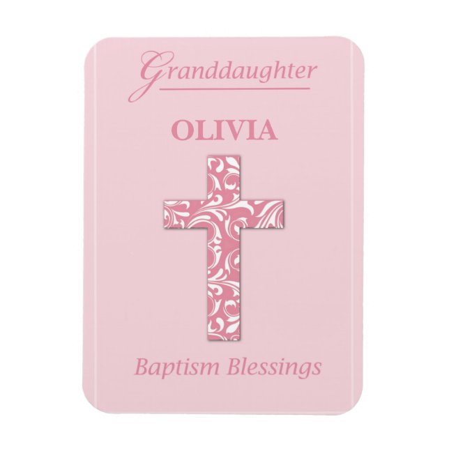 Íman Personalizar Nome Netas Batismo Rosa Menina  (Vertical)