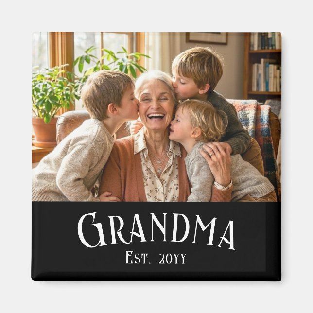 Íman Personalizar Nome Vovó Ano Presente de Foto (Frente)
