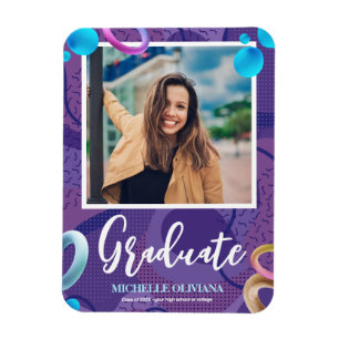 Íman Personalizar o anúncio de graduação em roxo do ric