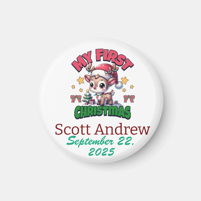 Íman Personalizar o bebê Primeiro Natal Papais noeis ca (Frente)