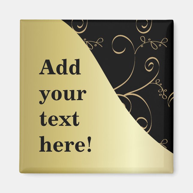 Íman Personalizar Preto e Dourado (Frente)