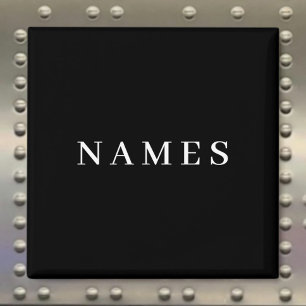 Íman Personalizar preto simples adicione seu nome legan