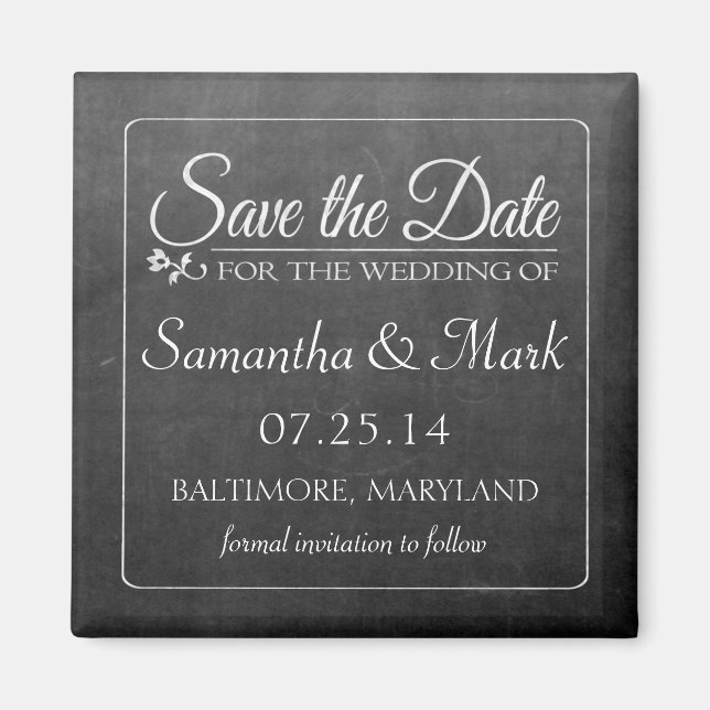 Íman Personalizar quadro negro Salvar data (Frente)