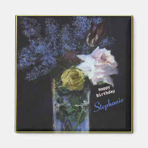 Íman Personalizar Rosas Tulips Lilacs em um Vaso Crista