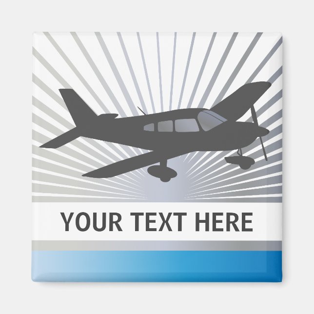 Íman Personalizar texto - avião de baixa asa (Frente)