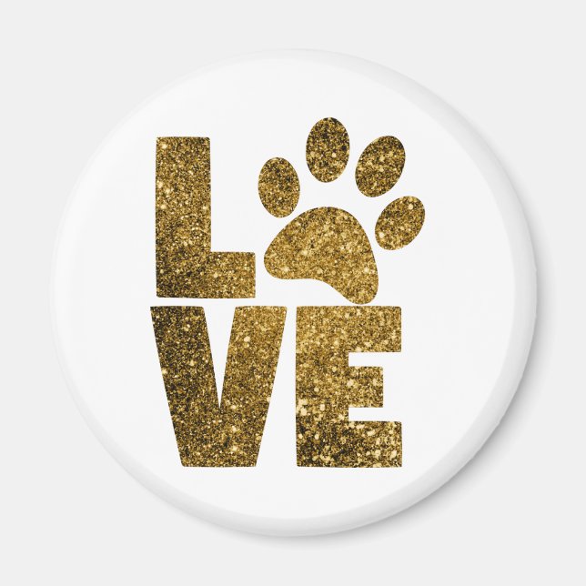 Íman Personalizar texto de amor com brilho do Ouro com  (Frente)