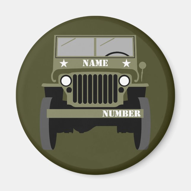 Íman Personalizar Veículo Militar Vintage (Frente)