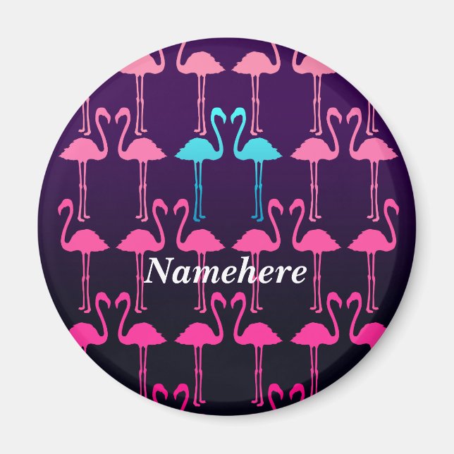 Íman Personalizável: flamingo rosa (Frente)