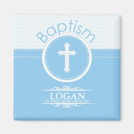 Íman Personalizável, Menino Azul Filho de Deus Batismo