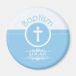 Íman Personalizável, Menino Azul Filho de Deus Batismo