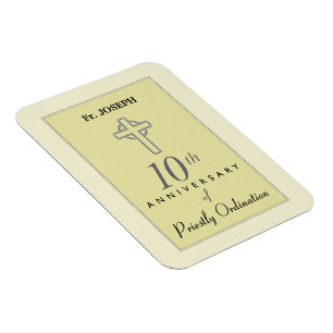 Íman Personalize, 10o aniversário do padre gravado