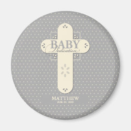 Íman Personalize, Dedicação de Bebê Creme e Cruz Cinza