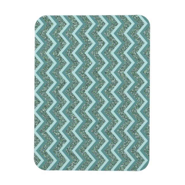 Íman Personalize esta Glitter Teal ZigZag (Vertical)