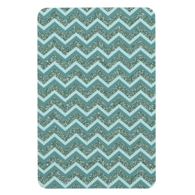 Íman Personalize esta Glitter Teal ZigZag (Vertical)