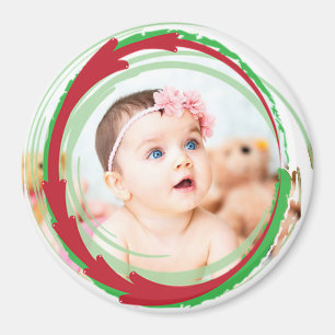 Íman Personalize este ímã redondo da foto do Natal