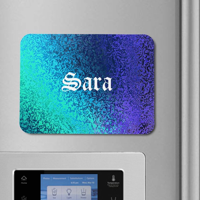 Íman Personalize o nome e os tons no ímã Premium azul (Personalize Name and Shades in Blue Premium Magnet)