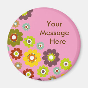 Íman Personalize o rosa do ímã de flower power