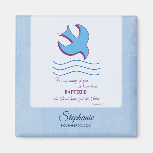 Íman Personalize, pomba do batismo adulto em azul