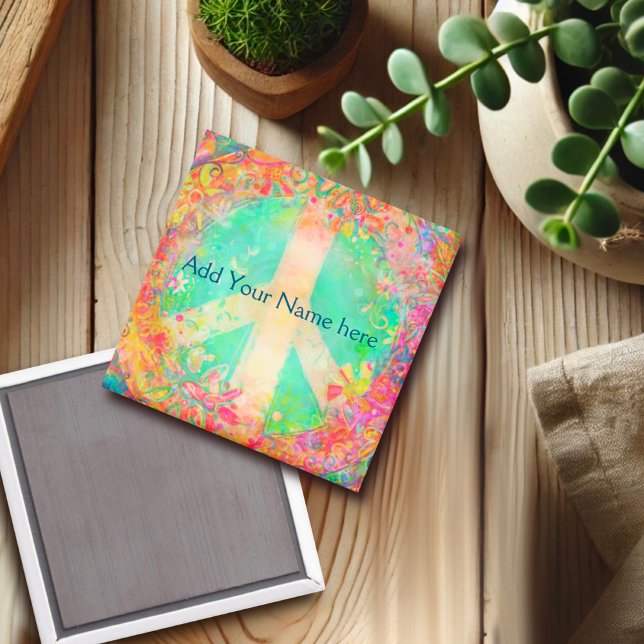 Íman Personalize seu próprio Sinal de Paz Bonito Floral (Criador carregado)