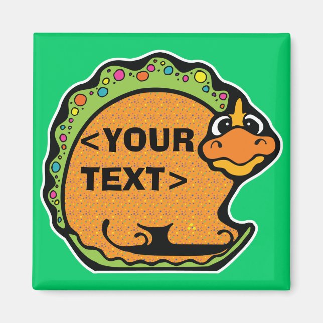 Íman Personalize um dinossauro,<YOUR TEXT> (Frente)