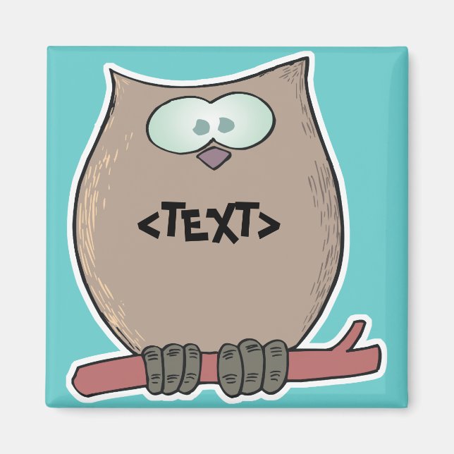 Íman Personalize uma Coruja, <TEXT> (Frente)