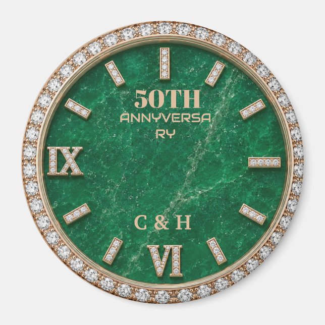Íman Personalized 50th Anniversary Emerald Marble  (Frente)
