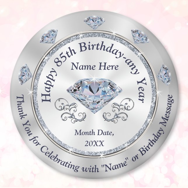 Íman Personalized, 85th Birthday Party Favor Ideas,  (Personalized, 85th birthday party favors. 85th birthday party ideas for grandma, mom or loved ones.)