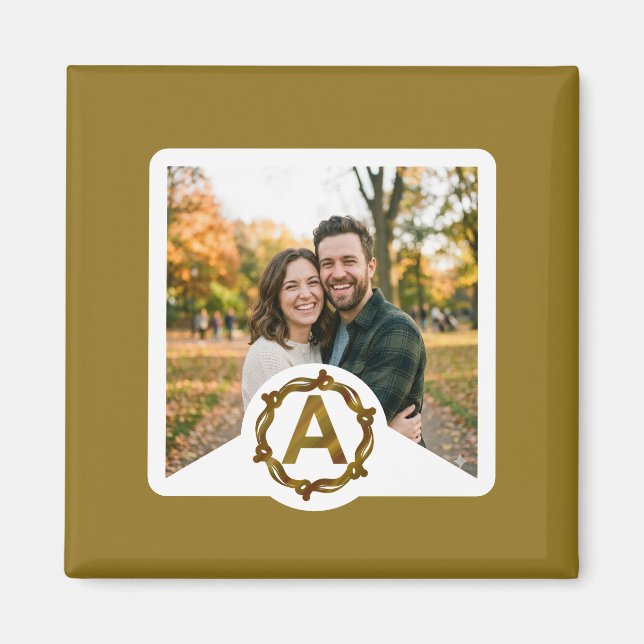 Íman Personalized Artisan Monogram A | Wood Frame (Frente)