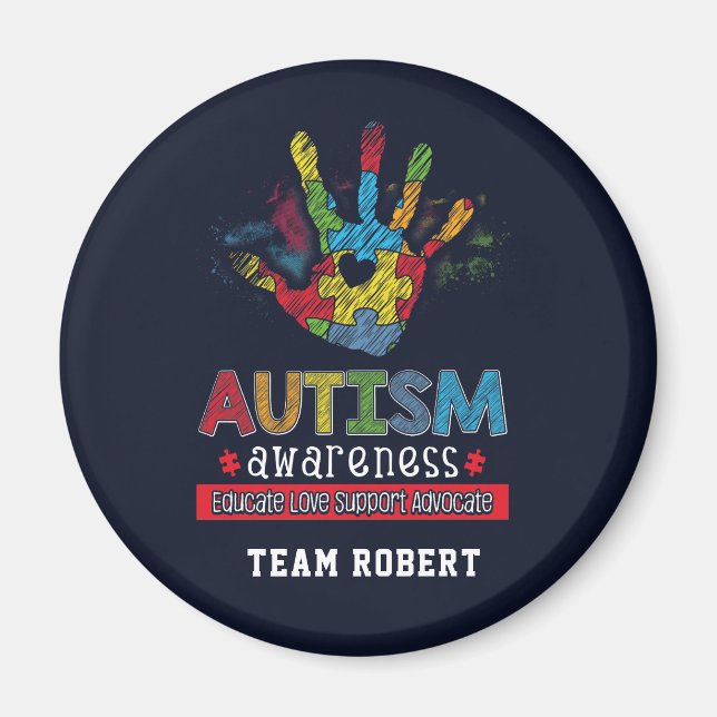 Íman Personalized Autism Awareness Educate Advocate (Frente)