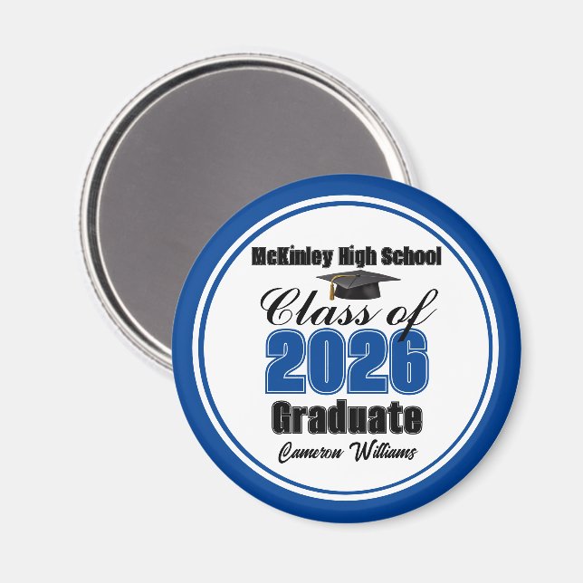 Íman Personalized Blue Class of 2026 Graduation Party (Front/Back)