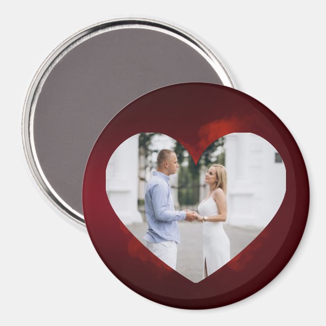 Íman Personalized Couple Photo Magnet with Heart Frame (Front/Back)