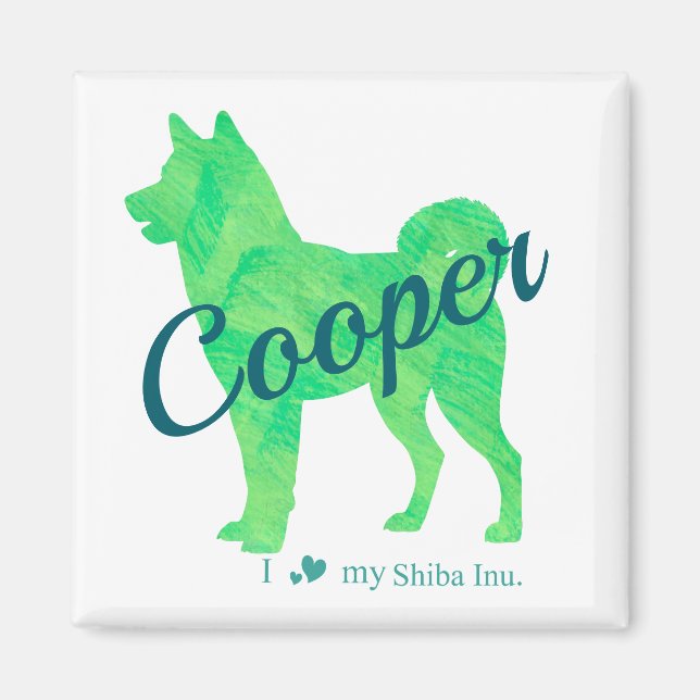 Íman Personalized Cute Pastel Green Shiba Inu Magnet (Frente)