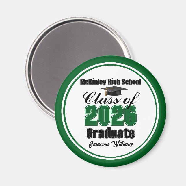 Íman Personalized Green Class of 2026 Graduation Party (Front/Back)