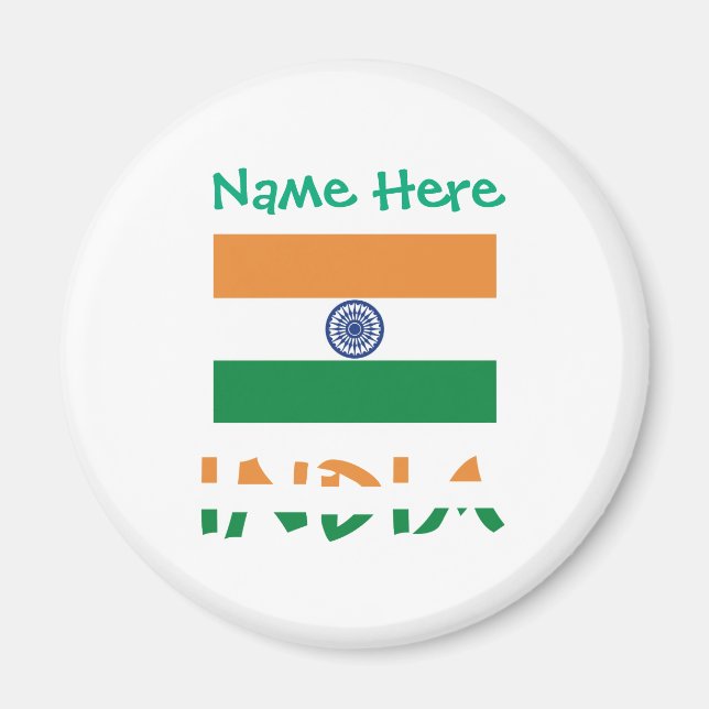 Íman Personalized India Flag Round (Frente)