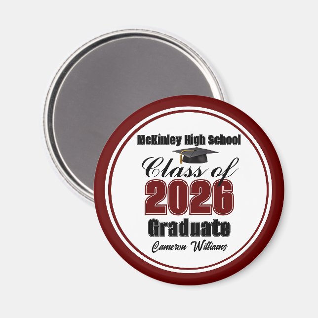 Íman Personalized Maroon Class of 2026 Graduation Party (Front/Back)